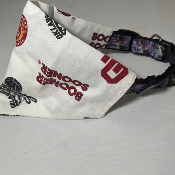 NEW- Homemade OU Oklahoma Sooner Dog Bandana BOOMER (8" x 6") Size S-M - Picture 5 of 7